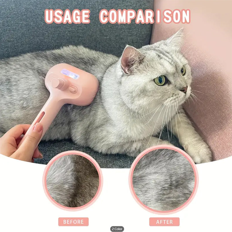 Skavix™ 3-in-1 Pet Steam Brush for Dogs, Cats - Rechargeable Deshedding Comb with Stainless Steel Bristles