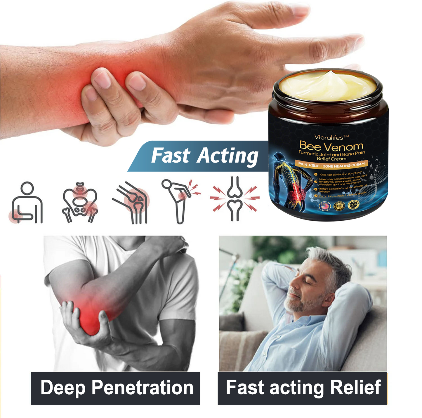 Vioralifesโข Bee Venom and Turmeric Joint and Bone Pain Relief Cream ๐จโโ๏ธ Approved by the American Academy of Orthopaedic Surgeons (AAOS)
