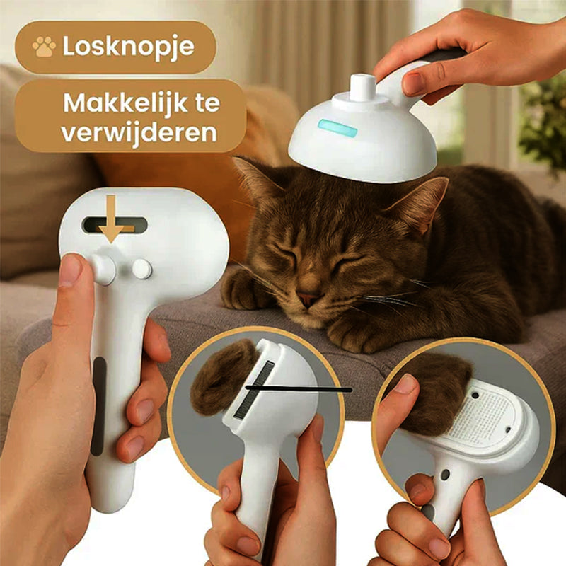 Skavix™ 3-in-1 Pet Steam Brush for Dogs, Cats - Rechargeable Deshedding Comb with Stainless Steel Bristles