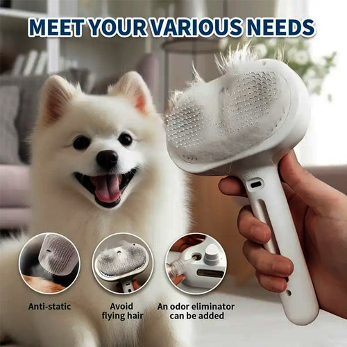 Skavix™ 3-in-1 Pet Steam Brush for Dogs, Cats - Rechargeable Deshedding Comb with Stainless Steel Bristles