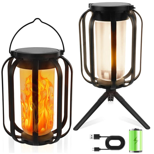 Halloween Solar Flame Lights Outdoor Waterproof Decor – Upgraded Flickering Flame String Lights with Base for Balcony, Garden, Pathway & Holiday Decorations