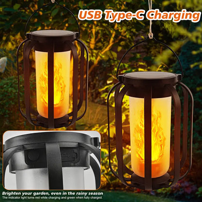 Halloween Solar Flame Lights Outdoor Waterproof Decor – Upgraded Flickering Flame String Lights with Base for Balcony, Garden, Pathway & Holiday Decorations