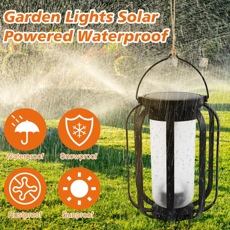 Halloween Solar Flame Lights Outdoor Waterproof Decor – Upgraded Flickering Flame String Lights with Base for Balcony, Garden, Pathway & Holiday Decorations
