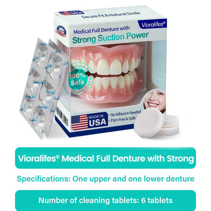 Made and Shipped from the USA🍀Vioralifes® Medical Full Denture with Strong Suction